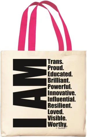 I Am Trans Proud Educated Brilliant Powerful Innovative Influential Resilient Loved Visible Worthy Small Canvas Tote Bag