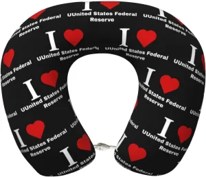 I Love United States Federal Reserve Neck Pillow Memory Foam U-Shaped Travel Neck Pillow for Airplanes Car Home