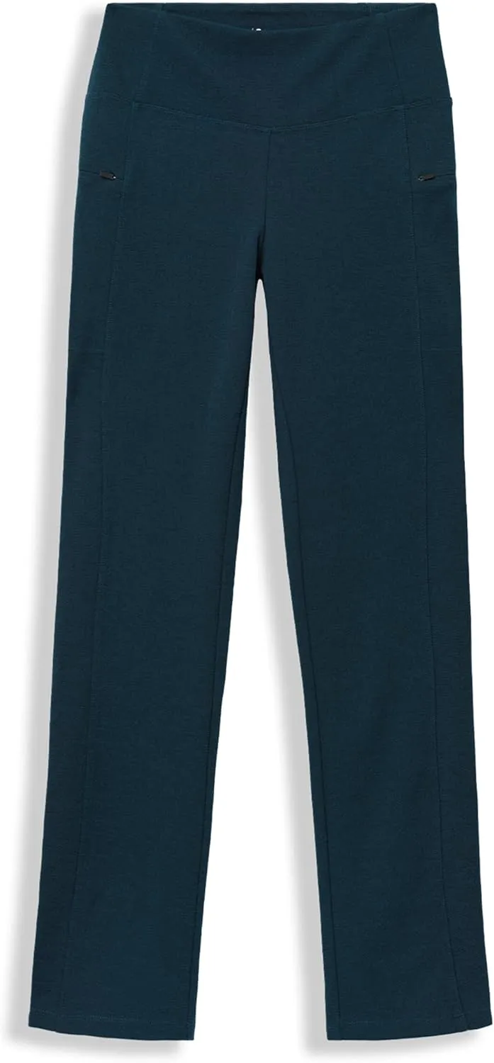 IBEX Merino Wool Lizzi Tavern High-Waisted Compression Pants for Women | Slim Fit Activewear with Invisible Zip Pockets