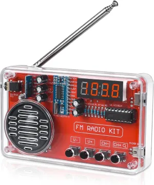 ICSTATION Portable FM Radio Kit, Soldering Project Radio FM 87-108MHz with Headphone Jack LED Display Automatic Station Search for High School Education Soldering Practice Creative