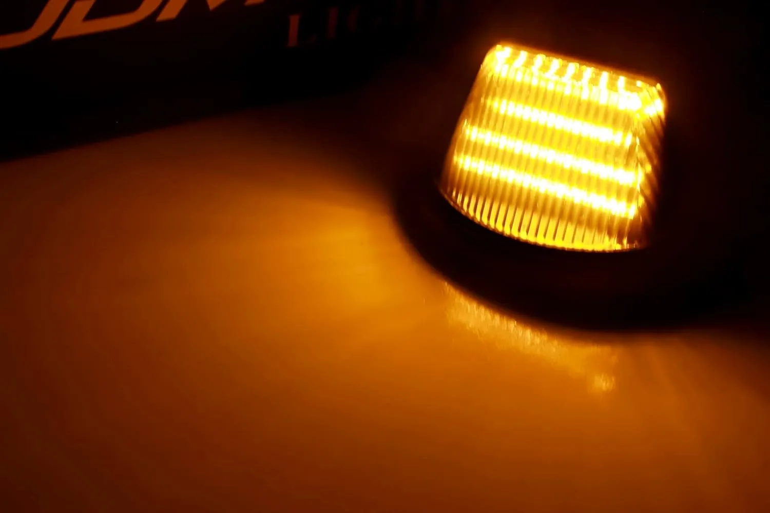 iJDMTOY Black-Out Smoked Lens Amber Yellow Full LED Cab Roof Marker Lamps Replacement Compatible With Ford 1980-1997 F150 F250 F350, Also Universal Fit For Other Trucks