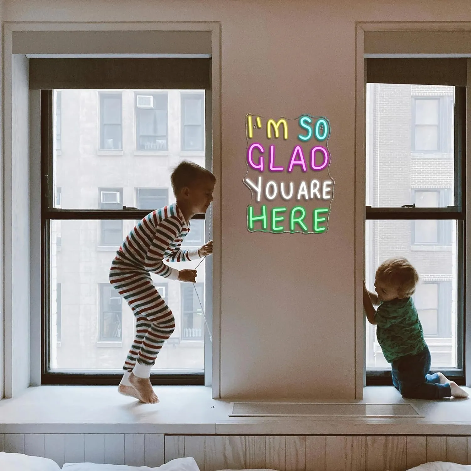 I'm So Glad You Here Neon Sign Home Led Neon Lights for Wall Decor Light Up Signs For Kids Room Welcome for Classroom Neon Light Up Sign School Opening Ceremony Decorations Gifts