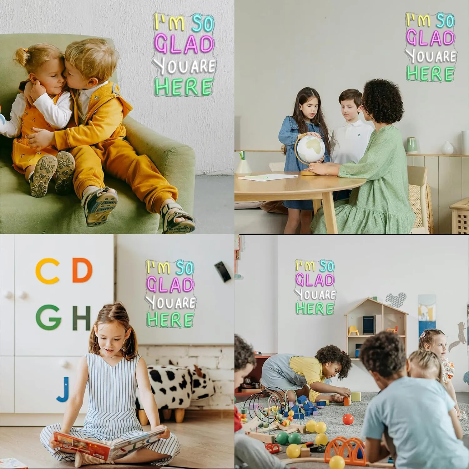 I'm So Glad You Here Neon Sign Home Led Neon Lights for Wall Decor Light Up Signs For Kids Room Welcome for Classroom Neon Light Up Sign School Opening Ceremony Decorations Gifts