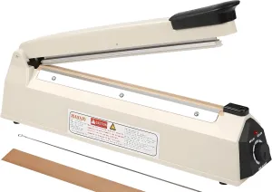Impulse Sealer 16 inch Manual Heat Sealer Machine with Adjustable Heating Mode, ABS Shrink Wrap Bag Sealers for Plastic PE PP Bags, Portable Poly Bag Sealing Machine with Extra Replace Kit (white)