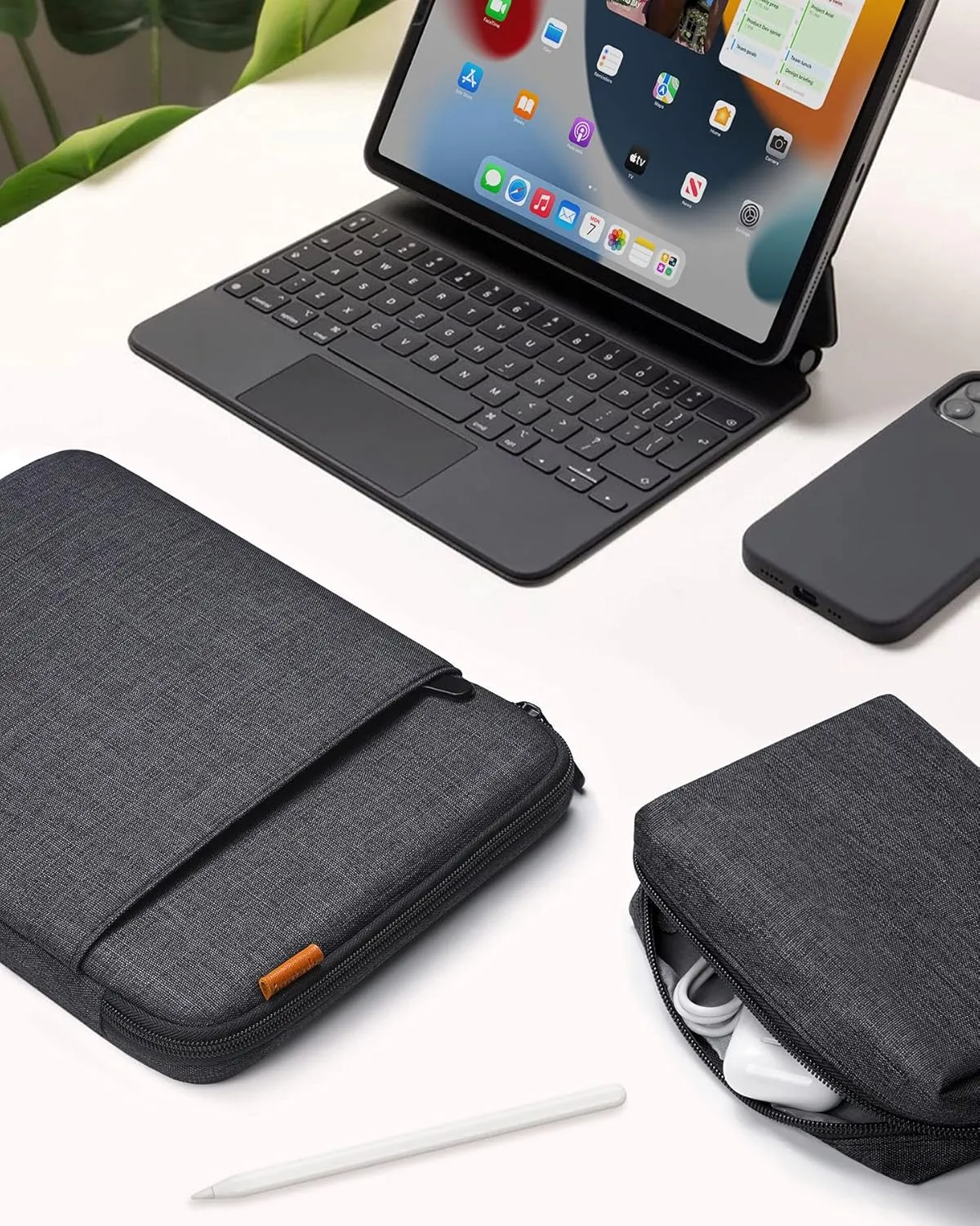 Inateck 360° Protection Laptop Bag with Accessory Bag, Compatible with 15-15.6 inch Laptop, Black Gray