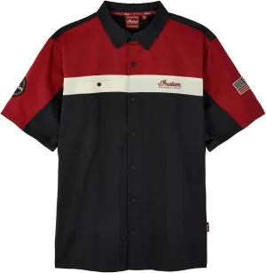 Indian Motorcycle Men's Headdress Colorblock Shop Shirt, Red