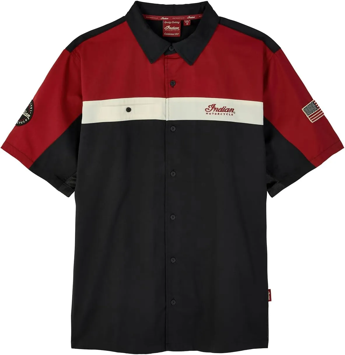 Indian Motorcycle Men's Headdress Colorblock Shop Shirt, Red