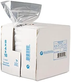 Inteplast PB080418R 8 qt Capacity, 18" Length x 8" Width x 4" Gusset, 0.68 mil Thickness, Food and Utility Poly Bag (Case of 1,000)