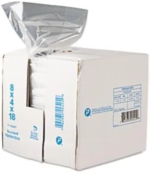 Inteplast PB080418R 8 qt Capacity, 18" Length x 8" Width x 4" Gusset, 0.68 mil Thickness, Food and Utility Poly Bag (Case of 1,000)