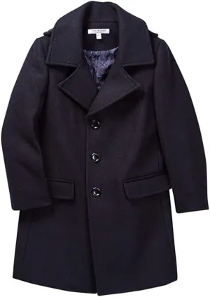 Isaac Mizrahi Boy’s Single Breasted Wool Overcoat with Epaulets - Colors