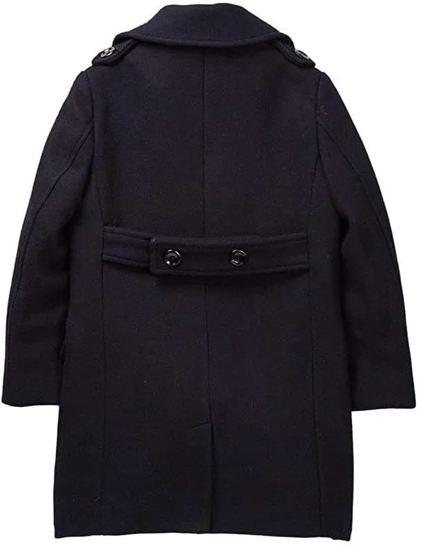 Isaac Mizrahi Boy’s Single Breasted Wool Overcoat with Epaulets - Colors