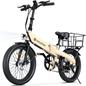 isinwheel U5 Electric Bike Adult 500W, 20" Folding Bikes, 20MPH Max Range 45  Mile, 48V 374.4Wh Removable Battery, Weighs Only 48.5lbs, Suitable for Leisure Riding&Commuting