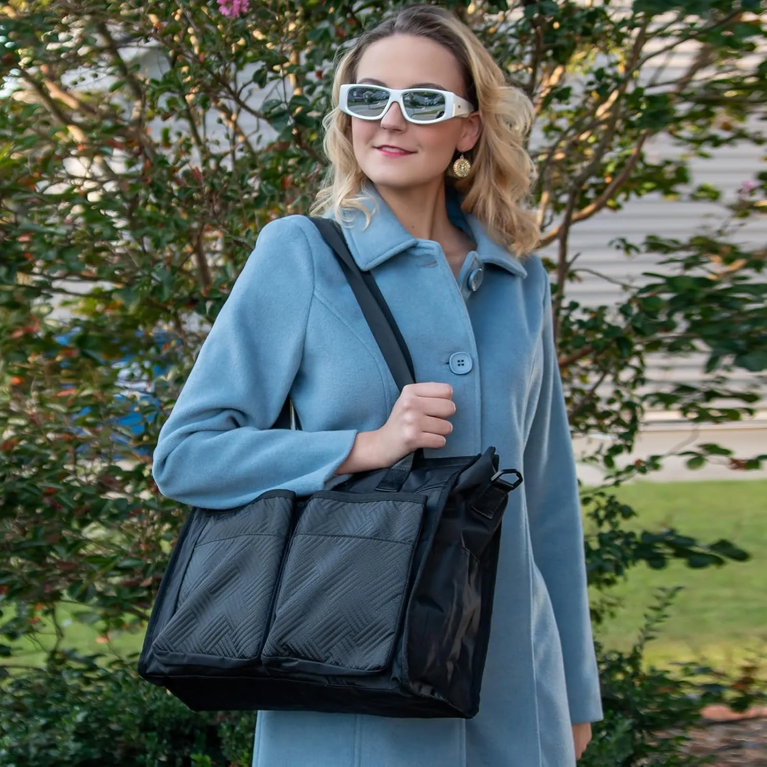 ITIEZY Utility Tote Bag for Women with 15/18 Pockets - Large Teacher Tote Bag with Zipper Compartment Nurse Bags for Work