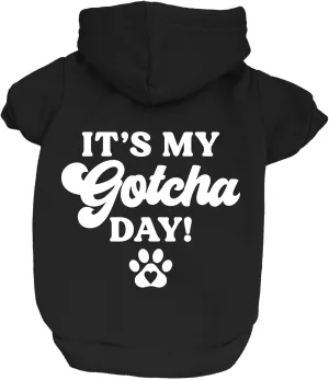 It's My Gotcha Day Dog Hoodie Fleece Lined Pullover Sweatshirt with Leash Hole(Black, Medium 12)