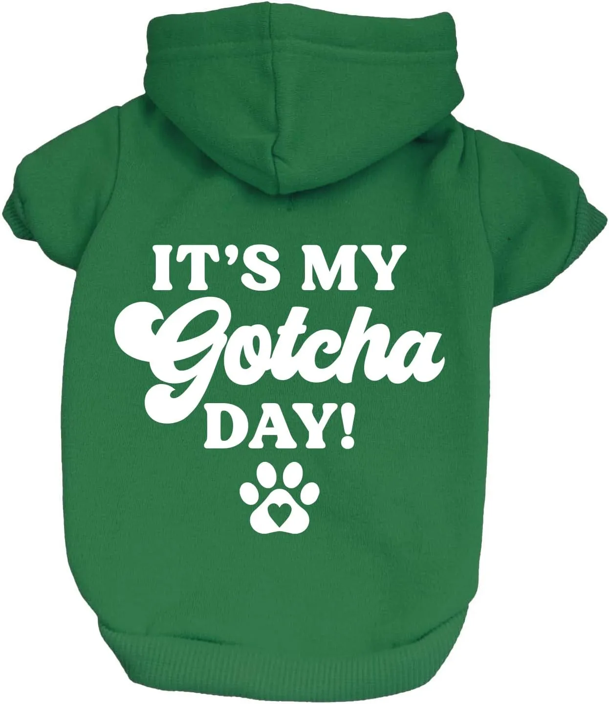 It's My Gotcha Day Dog Hoodie Fleece Lined Pullover Sweatshirt with Leash Hole(Green, Medium 12)