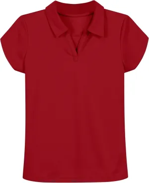 IZOD Girls' School Uniform Short Sleeve Polo Shirt, Button Closure, Moisture Wicking/Performance Material, Fade Resistant