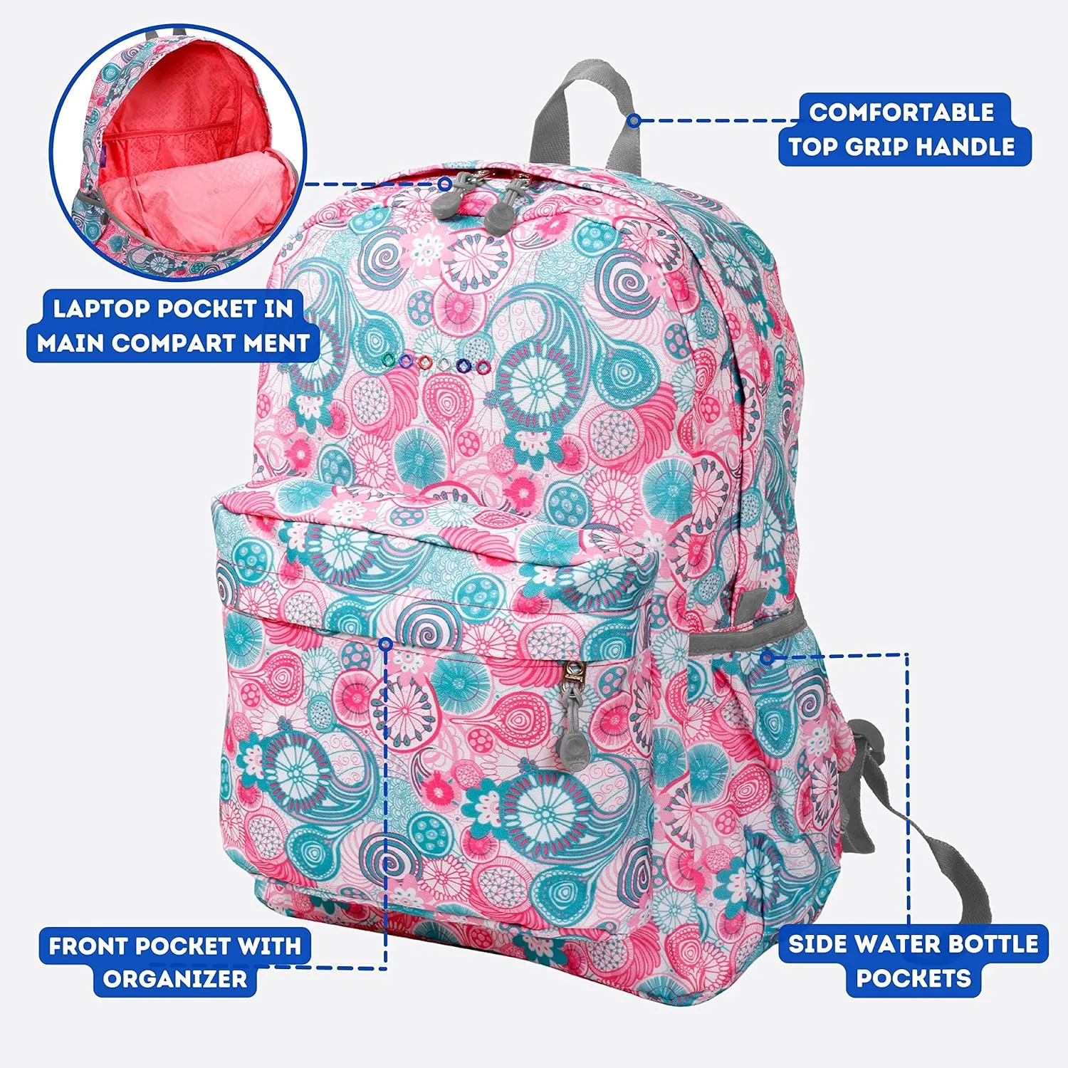 J World New York Unisex Kid's Oz School Backpack for Girls Boys. Cute Bookbag, Blue Raspberry, One Size