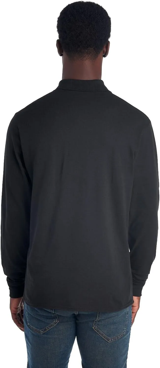 Jerzees Men's Long Sleeve Polo Shirts, Cotton Blend, Two Button Closure, Regular Fit, Sizes S-2x
