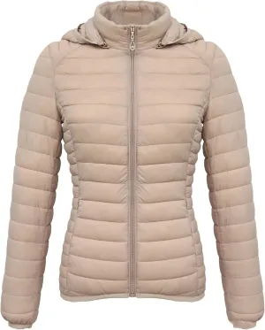 JEsilunmaMY Women's Packable Removable Hood Puffer Jacket Full-Zip Slim Short Down Jacket Insulated Quilted Warm Winter Coat