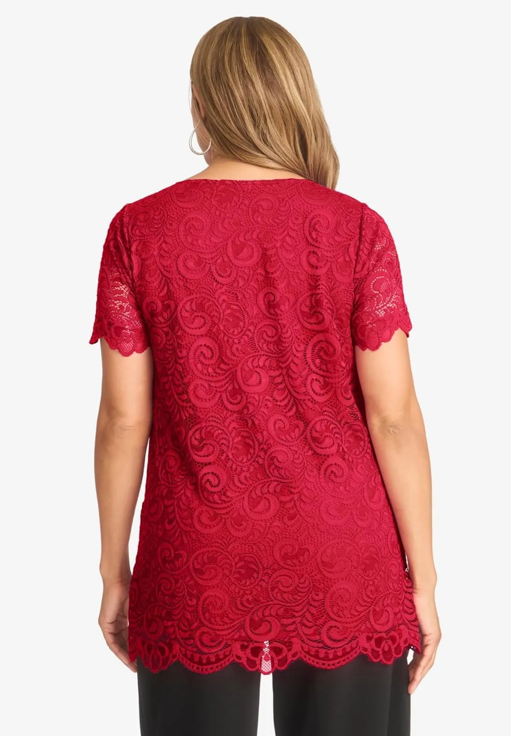 Jessica London Women's Plus Size Stretch Lace Tunic