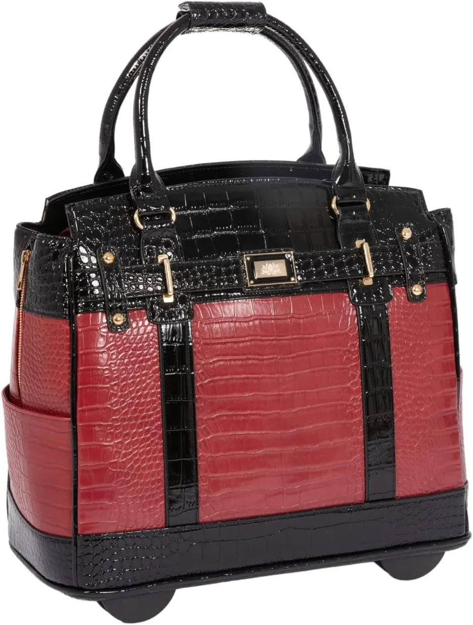 JKM & Company Rolling Laptop Bag for Women | Designer Wheeled Briefcase | Fits 13-17" Laptops | Office Travel Computer Case (Baton Rouge)