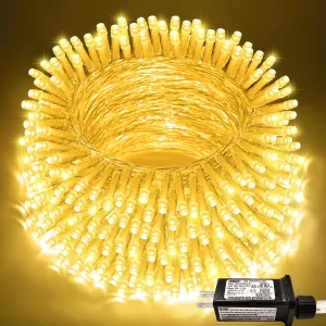 JMEXSUSS 200 LED String Lights Indoor Outdoor Clear Wire, Connectable Warm White Christmas Lights for Bedroom, 66 Ft Twinkle Fairy Classroom Light Plug in for Home Wedding Tree Yard Patio Decor
