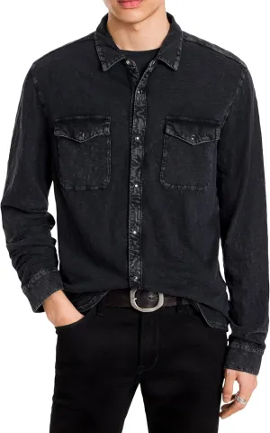 John Varvatos Mens Arvon Western Button-down-shirts, Mineral Black, Large US