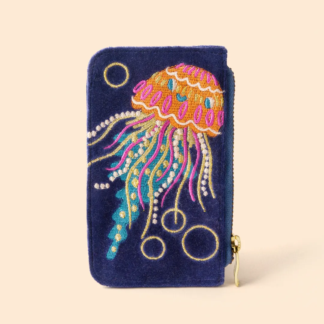 Jolly Jelly Velvet Card Holder / Navy
