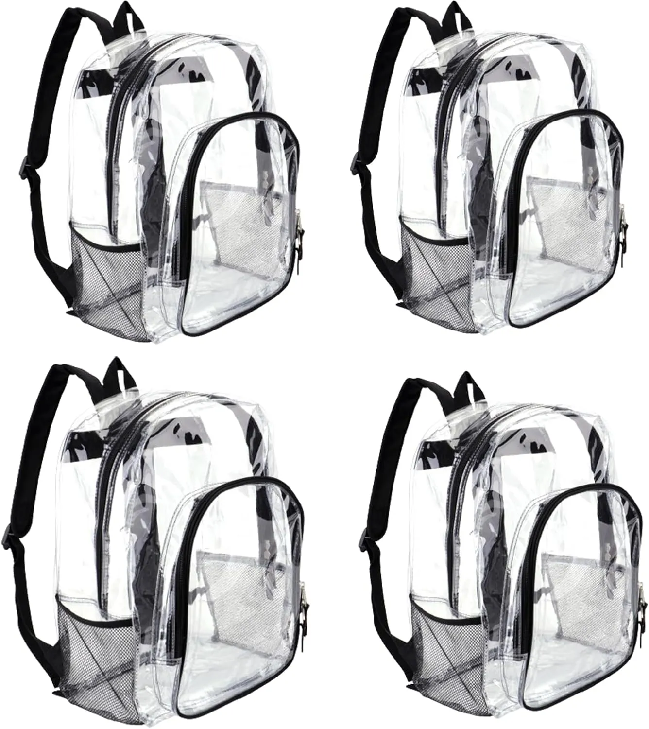 JOMPARO Clear Backpacks for School Heavy Duty Bulk Clear Bookbags (12 Pack), Medium, Black-12