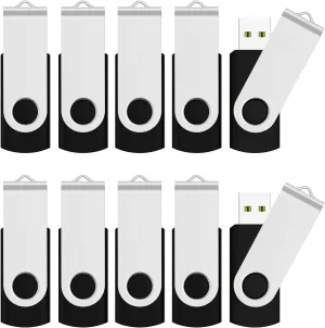 JUANWE 32GB Flash Drive 10 Pack Thumb Drives 32GB USB 2.0 Memory Stick Jump Drive for Data Storage Black