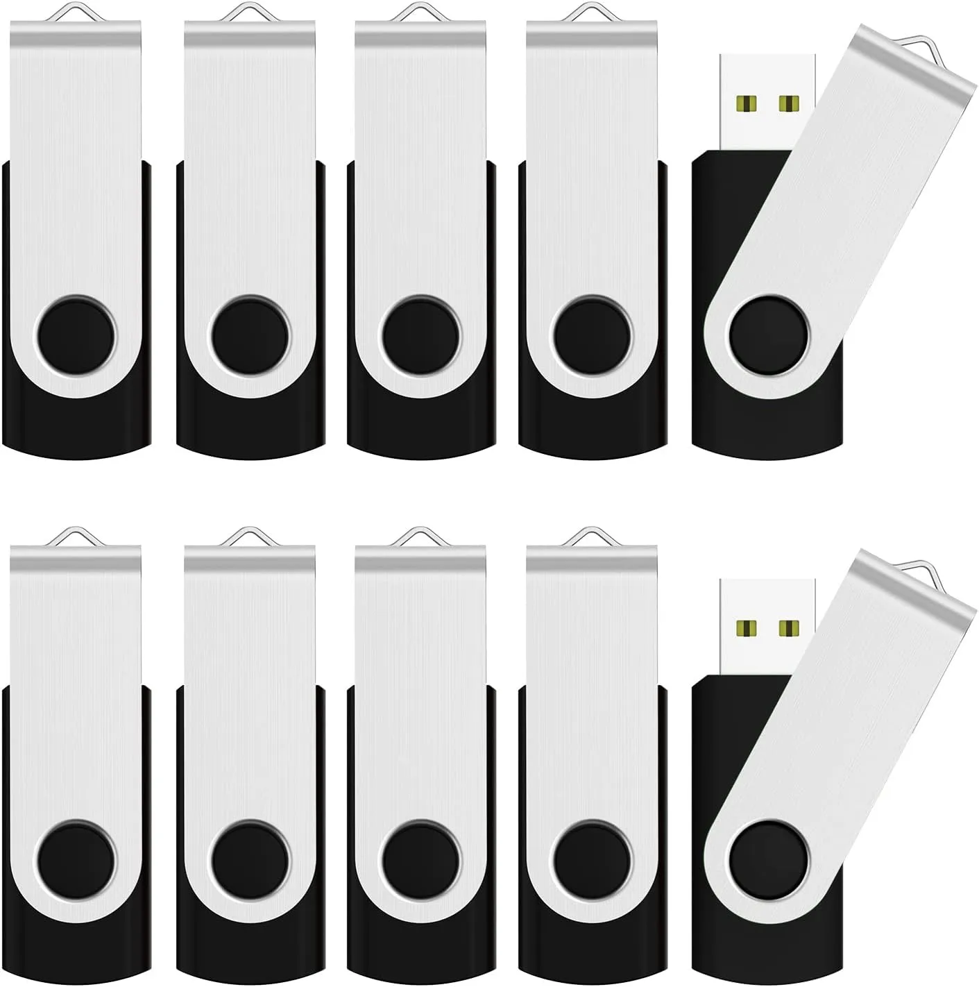 JUANWE 32GB Flash Drive 10 Pack Thumb Drives 32GB USB 2.0 Memory Stick Jump Drive for Data Storage Black