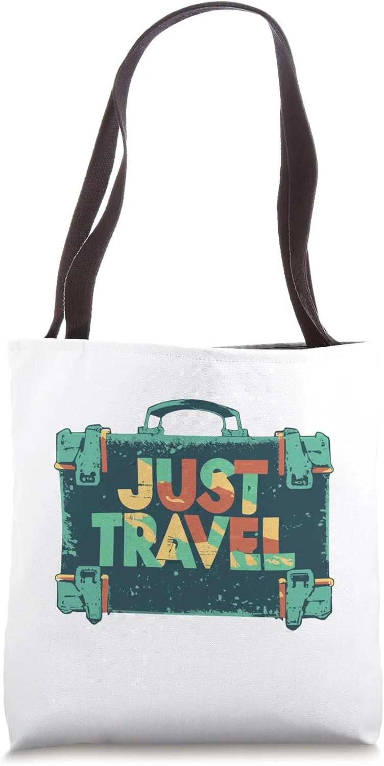 Just Travel Traveler Explorer Nomad Chic Suitcase Graphic Tote Bag