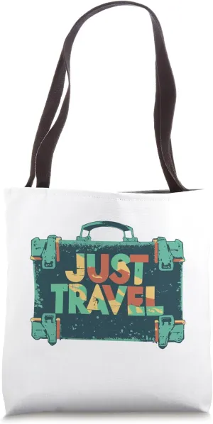 Just Travel Traveler Explorer Nomad Chic Suitcase Graphic Tote Bag