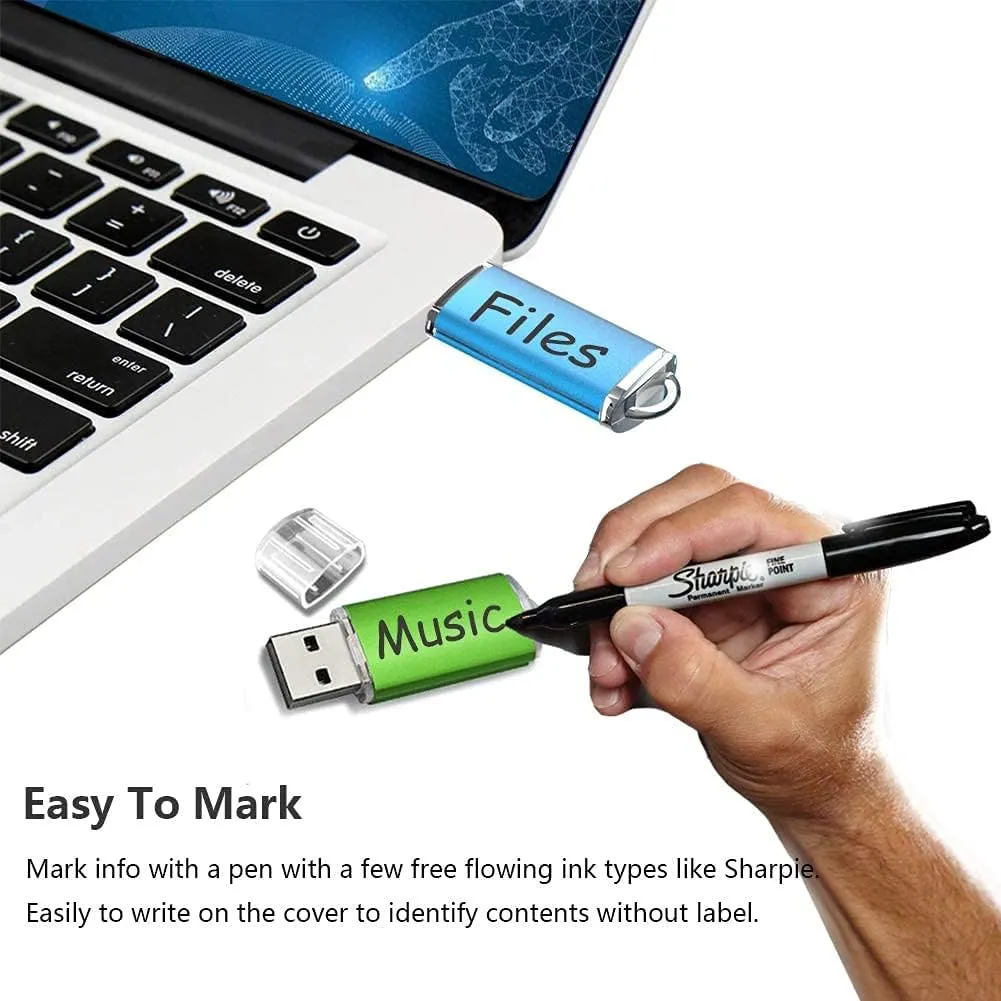 K&ZZ 5 Pack 64GB Flash Drive 64 GB USB Flash Drives USB 2.0 Thumb Drive Gig Zip Drive Stick 64G Flash Memory Stick Jump Drives for PC Laptop, Multicolored