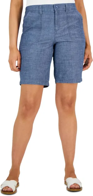 Karen Scott Women's Mid Rise Chambray Shorts Chambray 18
