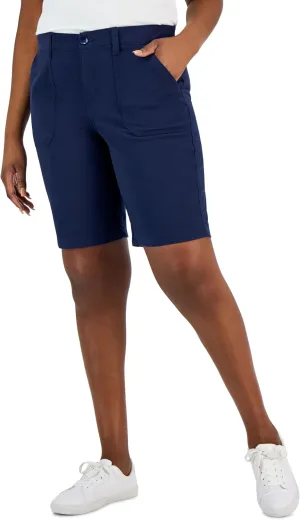 Karen Scott Women's Mid Rise Stretch-Waist Shorts Intrepid Blue 6