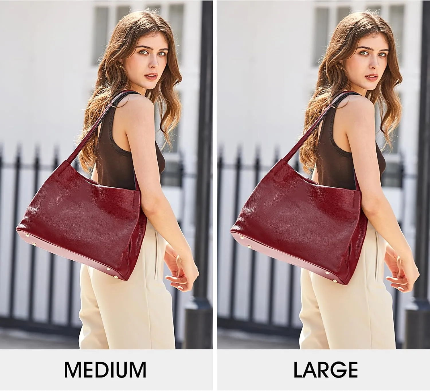 Kattee Leather Tote Bags for Women, Casual Shoulder Hobo Purses and Handbags, Top Magnetic Snap Closure