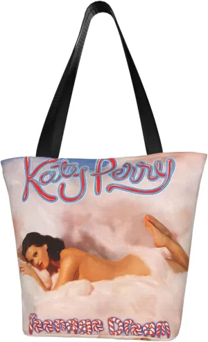 Katy Great Artist Perry Reusable Grocery Bag for Kitchen Shopping Bags Tote Bags with Zipper for Women Shoulder Bag Casual Daily Bag Large Capacity Handbag Storage Bags for Picnic
