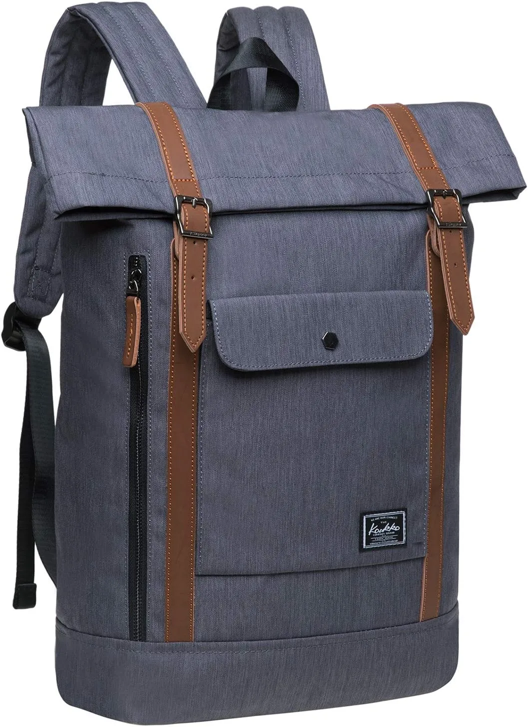 KAUKKO Large Multipurpose Water-Repellent Backpack Satchel for Hiking Camping Travel with Laptop Compartment (05-2-grey)