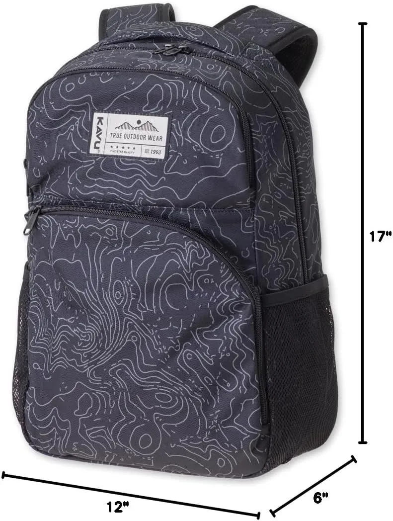 KAVU Packwood Backpack with Padded Laptop and Tablet Sleeve, Black Topo