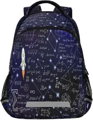 Kcldeci Kids Backpack for Girls Boys Physical Formulas Rocket Plots Middle-School Backpacks Elementary Bookbags School Book Bag Travel Bag