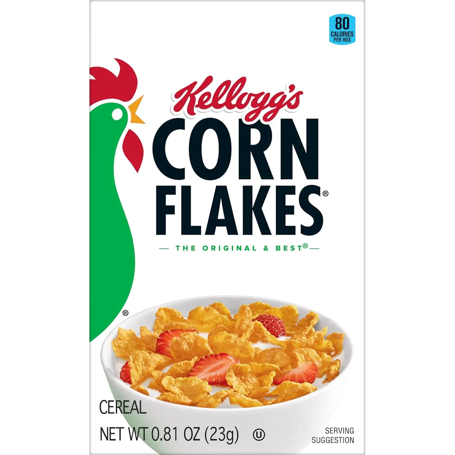 Kellogg's Corn Flakes, Breakfast Cereal, Original, .81oz (70 Count)