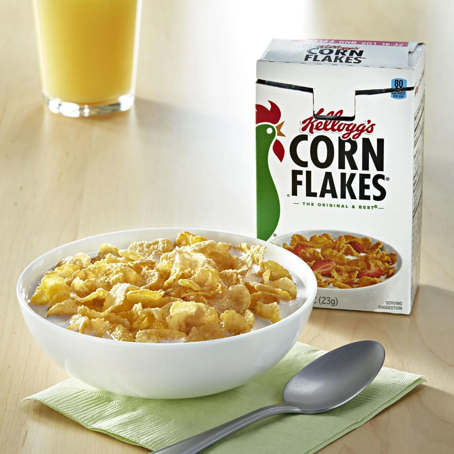 Kellogg's Corn Flakes, Breakfast Cereal, Original, .81oz (70 Count)