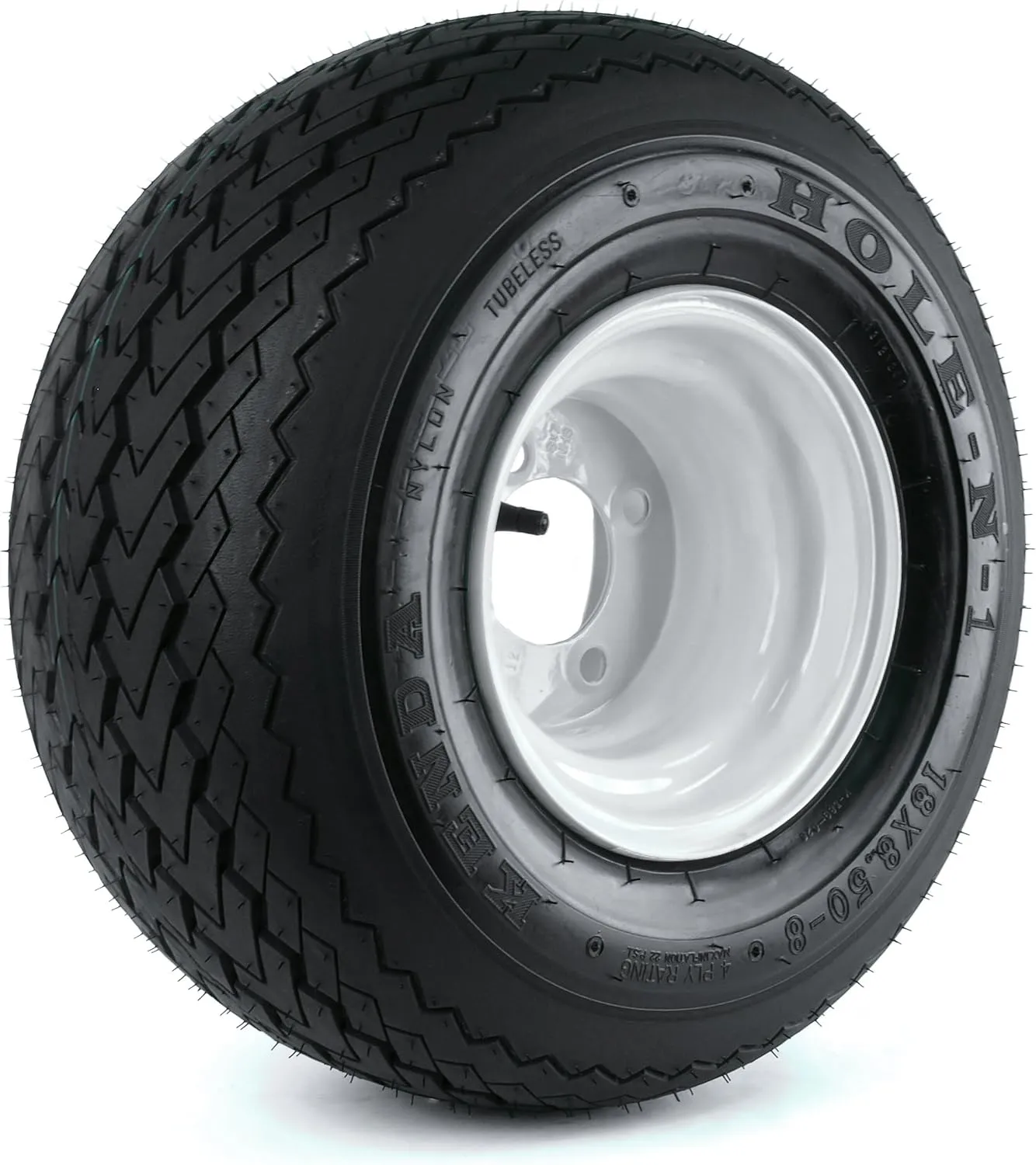 Kenda Hole-N-1 White 8" x 7" 4-Hole Wheel and (18/8.50-8) Tire Combination