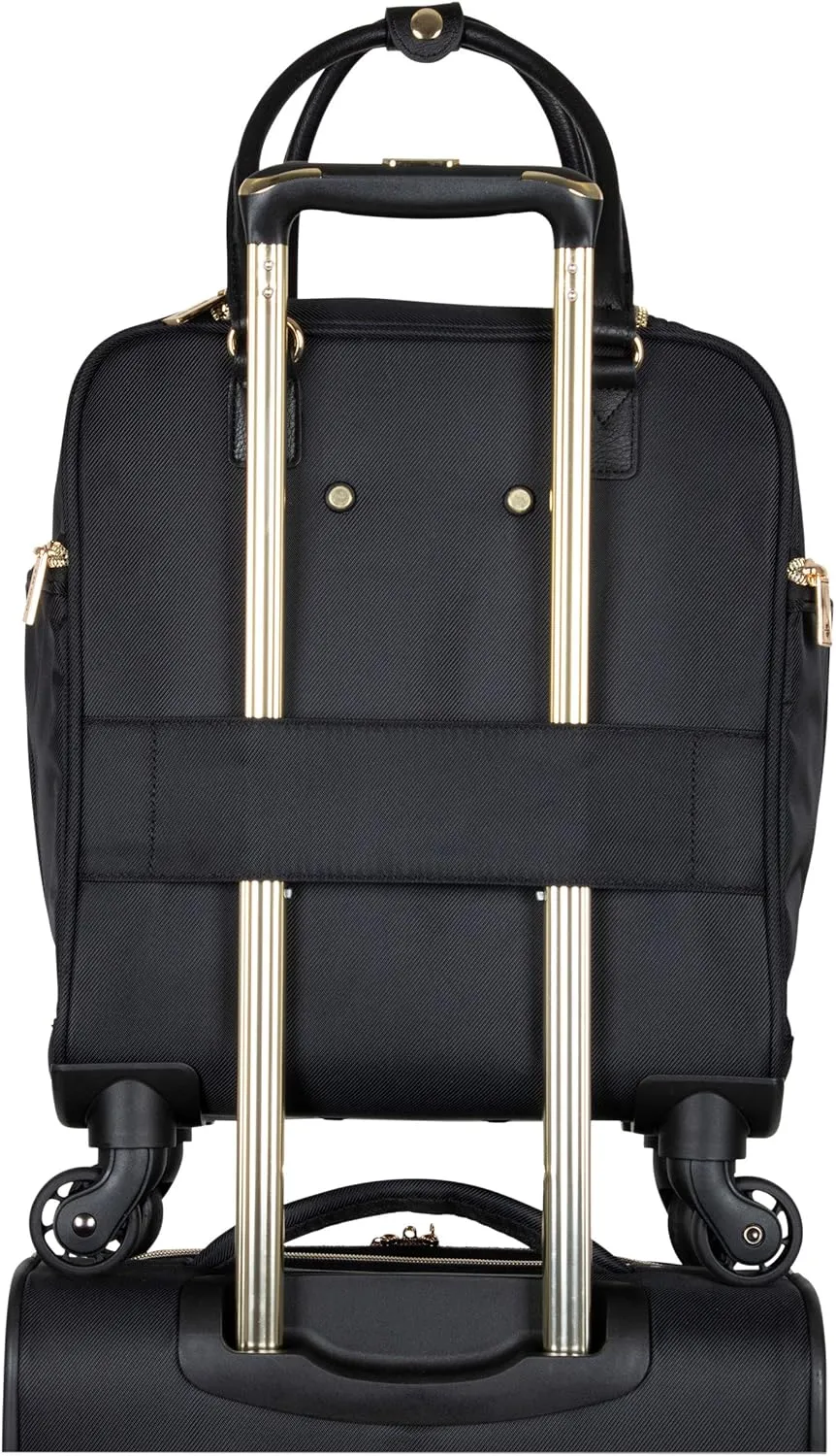 Kenneth Cole REACTION Chelsea 2-Piece Bundle - 17" 4-Wheel Spinner Underseat Carry-On Luggage & Matching 15" Laptop Backpack, Black