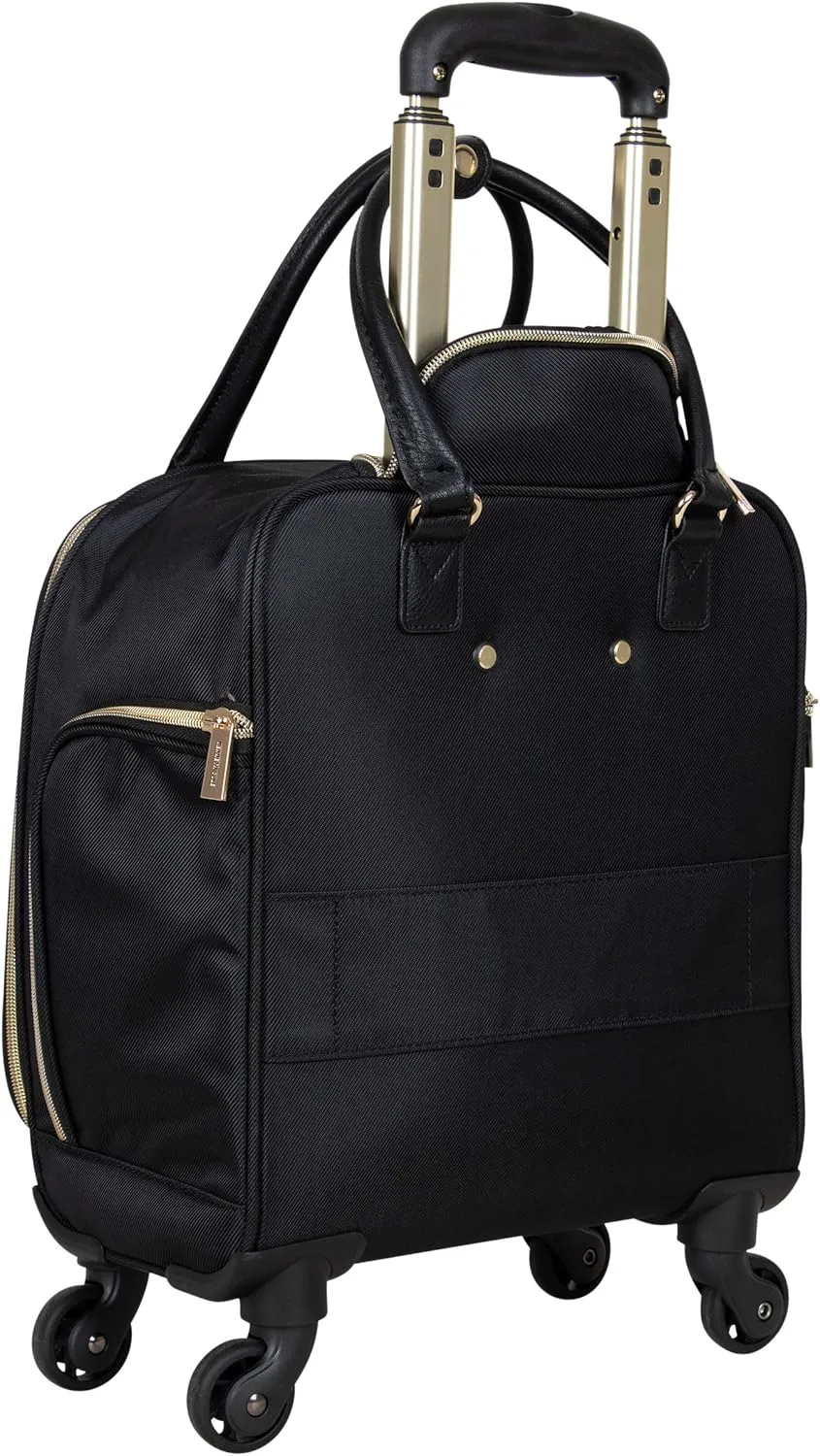 Kenneth Cole REACTION Chelsea 2-Piece Bundle - 17" 4-Wheel Spinner Underseat Carry-On Luggage & Matching 15" Laptop Backpack, Black