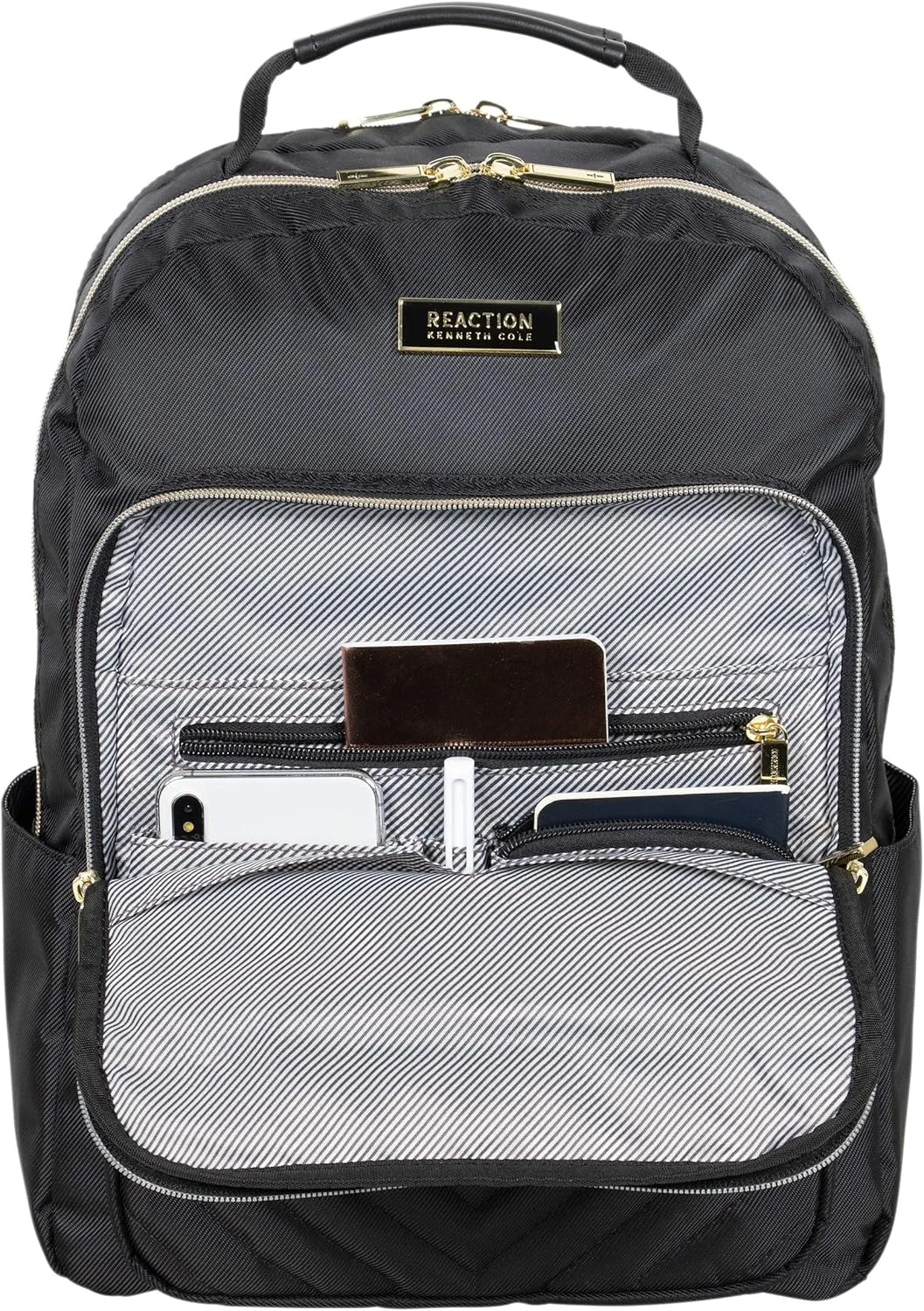 Kenneth Cole REACTION Chelsea 2-Piece Bundle - 17" 4-Wheel Spinner Underseat Carry-On Luggage & Matching 15" Laptop Backpack, Black