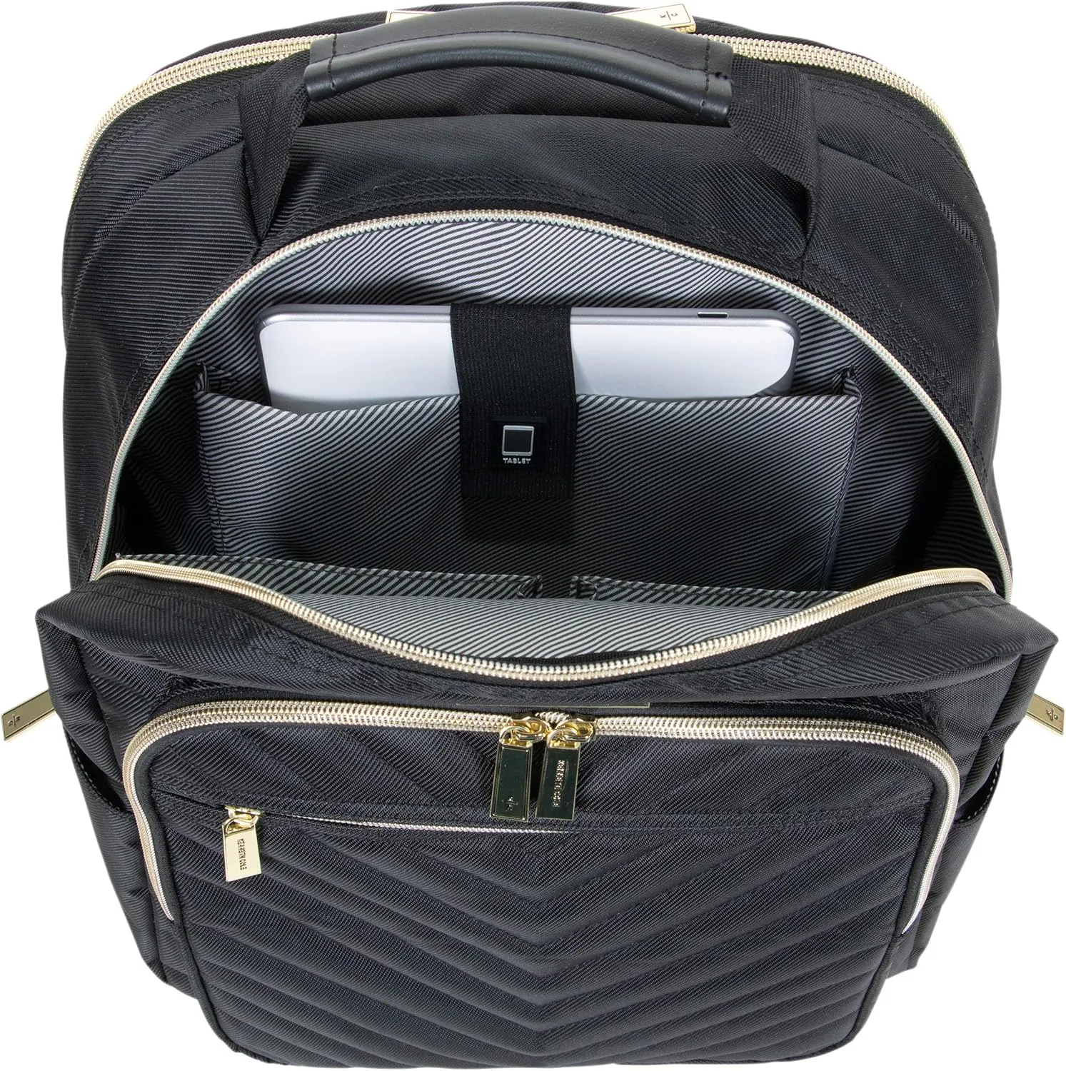 Kenneth Cole REACTION Chelsea 2-Piece Bundle - 17" 4-Wheel Spinner Underseat Carry-On Luggage & Matching 15" Laptop Backpack, Black
