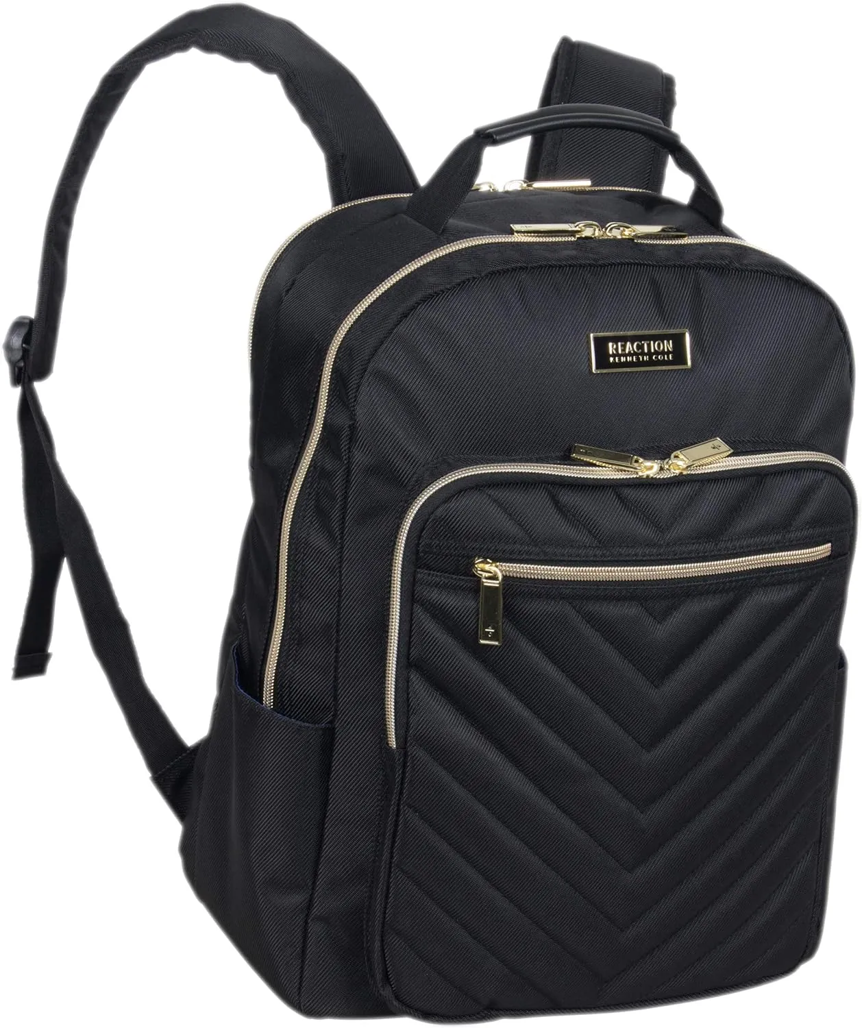 Kenneth Cole REACTION Chelsea 2-Piece Bundle - 17" 4-Wheel Spinner Underseat Carry-On Luggage & Matching 15" Laptop Backpack, Black