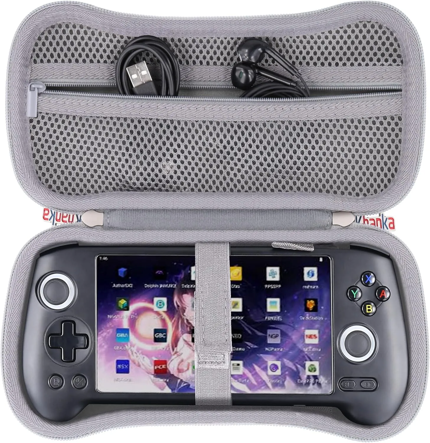 khanka Hard Travel Case Replacement for Anbernic RG556 Retro Handheld Game Console,Case Only. (Grey)